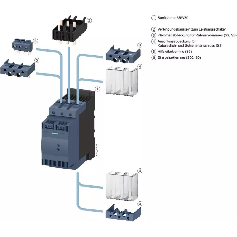SIEMENS SIRIUS 3RW30361BB04 softštartér, 400V, 32A, 15kW, 24V AC/DC ovládanie