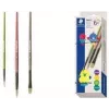 STAEDTLER Noris syntetická sada štetcov, 3 diely, rôzne farby, rukoväte z recyklovaného plastu, kovové objímky (989R-S BK3)