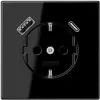 JUNG LS 1520-15 CA SW SCHUKO zásuvka 16 A s USB nabíjačkou 1 x Type-A + 1 x Type-C, Safety Plus, séria LS, čierna