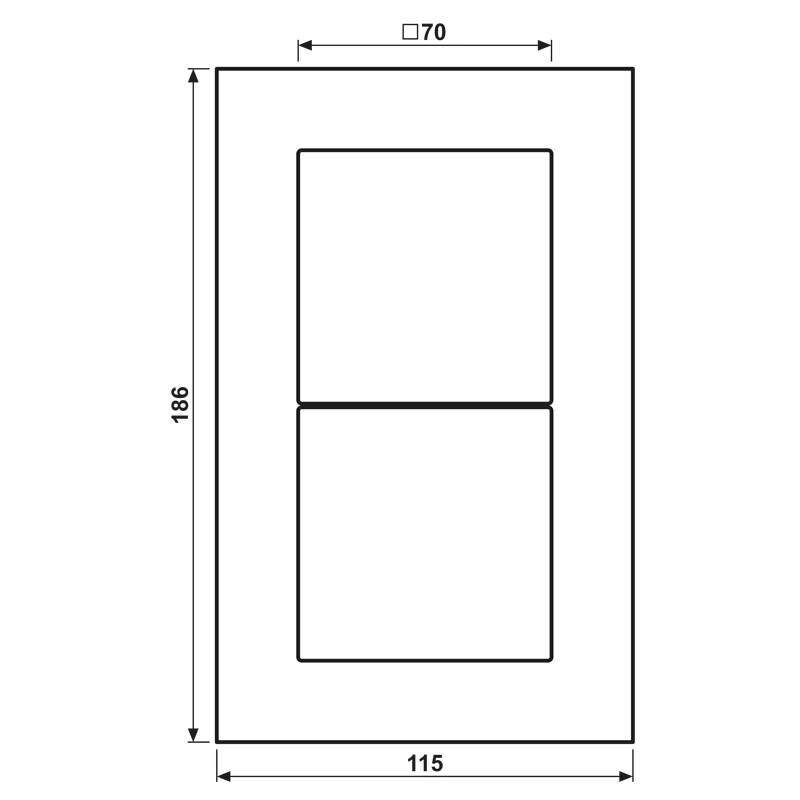 JUNG LSP 982 GLAS sklenený rám 2-násobný, LS PLUS, 115 x 186 x 11 mm