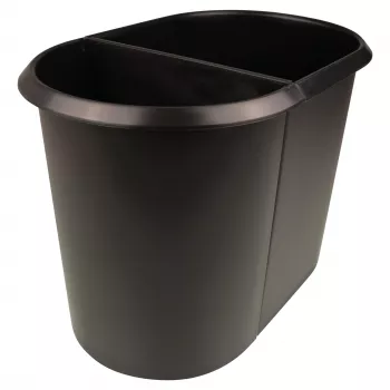HELIT the double Odpadkový kôš, oválny, 20 L, čierny, PE, bez veka, časť 1 (H6103795)