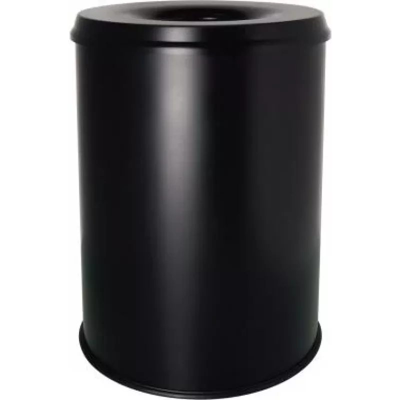 Helit H2515495 Oceľový odpadkový kôš s hasiacim vekom, 15 litrov, čierny, okrúhly