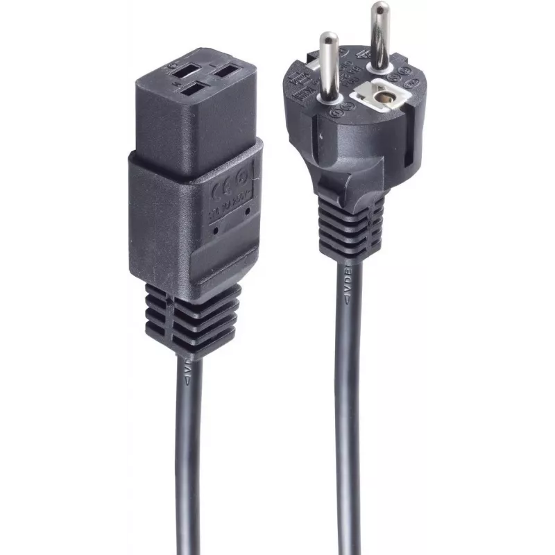 SHIVERPEAKS Basic napájací kábel Schuko na IEC C19, 3 m, 16 A, čierny BS60015-S
