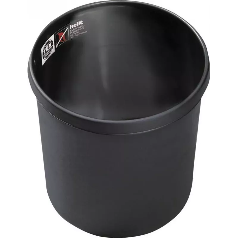 HELIT H6106495 nehorľavý okrúhly odpadkový kôš, 18 l, čierny
