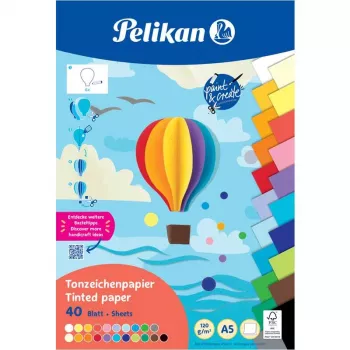 Pelikan farebný blok tónovaného kartónu DIN A5, 40 listov, 120 g/m², 21 farieb, lepený zhora 300002259