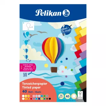 Pelikan farebný blok tónovaného kartónu DIN A5, 40 listov, 120 g/m², 21 farieb, lepený zhora 300002259