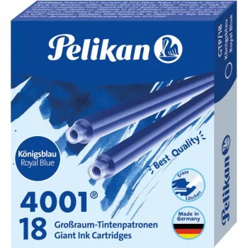 Pelikan 4001 GTP/18 kráľovskomodré štandardné veľkokapacitné atramentové náplne, balenie 18 ks 300735