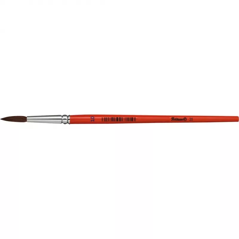 Pelikan Sorte 23 okrúhly štetec veľkosť 10, poníkový vlas, oranžová lakovaná drevená rúčka 711077