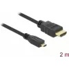 DeLOCK HDMI na Micro-HDMI kábel 2 m, 32 AWG, High Speed s Ethernet, 4K 82664