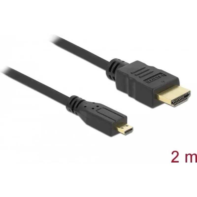 DeLOCK HDMI na Micro-HDMI kábel 2 m, 32 AWG, High Speed s Ethernet, 4K 82664