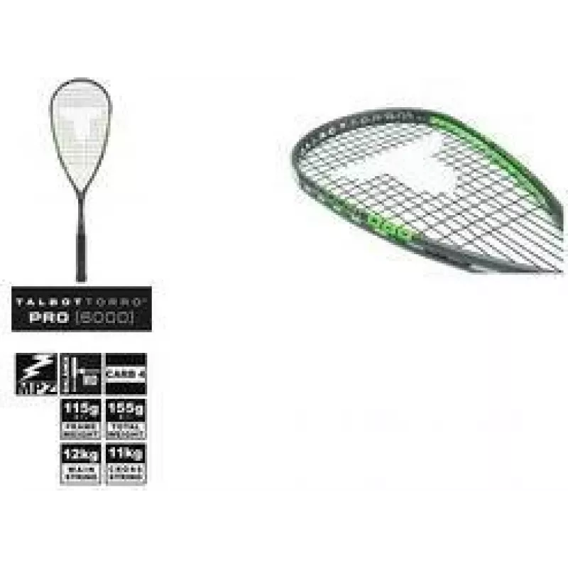 TALBOT TORRO squashová raketa Pro 6000, čierna / zelená, ofenzívna, Y-konštrukcia, 1 ks (251006)
