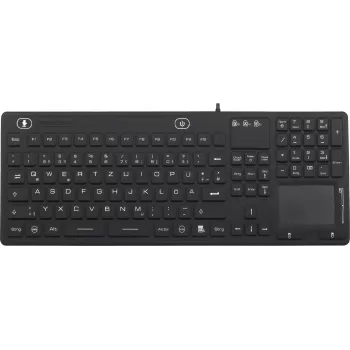 Renkforce IP68 priemyselná USB klávesnica s dotykovou plochou, čierna (iM-IKB110-BK)