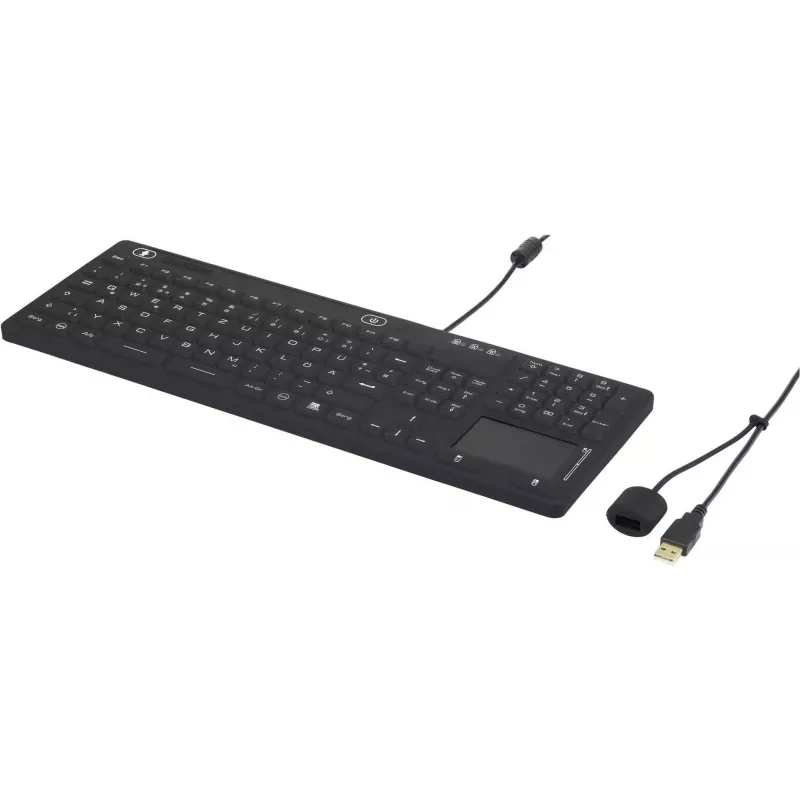 Renkforce IP68 priemyselná USB klávesnica s dotykovou plochou, čierna (iM-IKB110-BK)