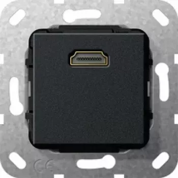 Gira System 55 HDMI vložkový modul, 1-násobný, HDMI Typ A konektor samica na samicu, čierny 566910