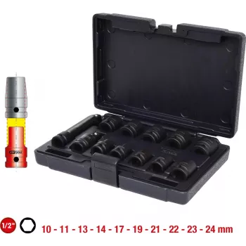 KS TOOLS 1/2 palca šesťhranná rázová gola sada, krátka, 12-dielna (515.0112)