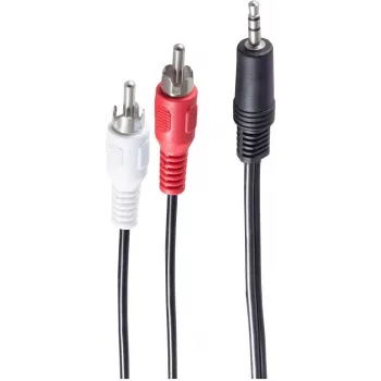 SHIVERPEAKS BASIC-S audio kábel, 2 x RCA konektor samec na 3,5 mm jack konektor samec, 2,5 m, stereo, čierny BS30832-2.5