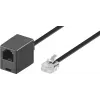 Wentronic Goobay modulárny predlžovací kábel, RJ11/RJ14 (6P4C) konektor samec na RJ11 konektor samica, 15 m, čierny 68258