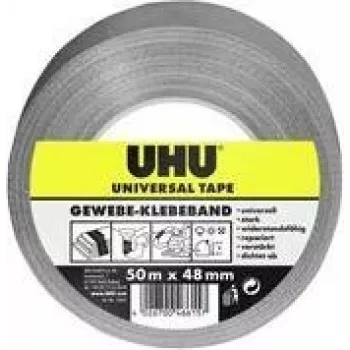 UHU univerzálna textilná páska, 48 mm x 50 m, sivá, extra silná, polyesterová povrchová úprava, 1 rolka 46615