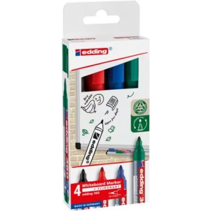 EDDING 360 whiteboard marker, rôzne farby, 1,5-3,0 mm, 4 ks (4-360-4-2)