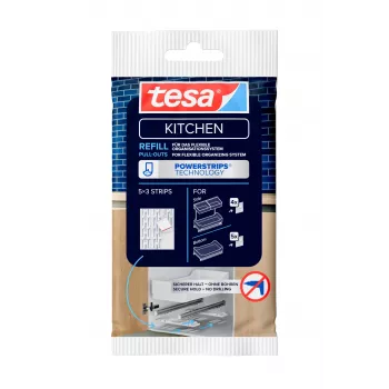tesa KITCHEN Powerstrips náhradná sada pre zásuvky skriniek – 15 lepiacich prúžkov, biela (70064-00000-00)