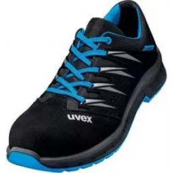Uvex 69373 Unisex bezpečnostná obuv S1 P SRC, Microvelour, oceľová medzipodrážka, kompozitová špička, čierna/modrá, veľkosť 43 6937343
