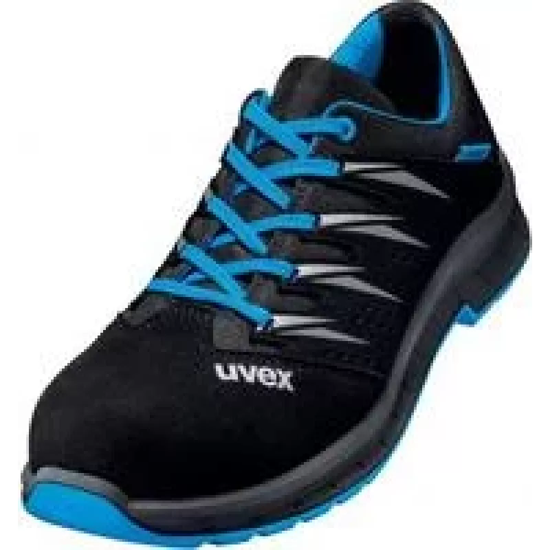 Uvex 69373 Unisex bezpečnostná obuv S1 P SRC, Microvelour, oceľová medzipodrážka, kompozitová špička, čierna/modrá, veľkosť 43 6937343