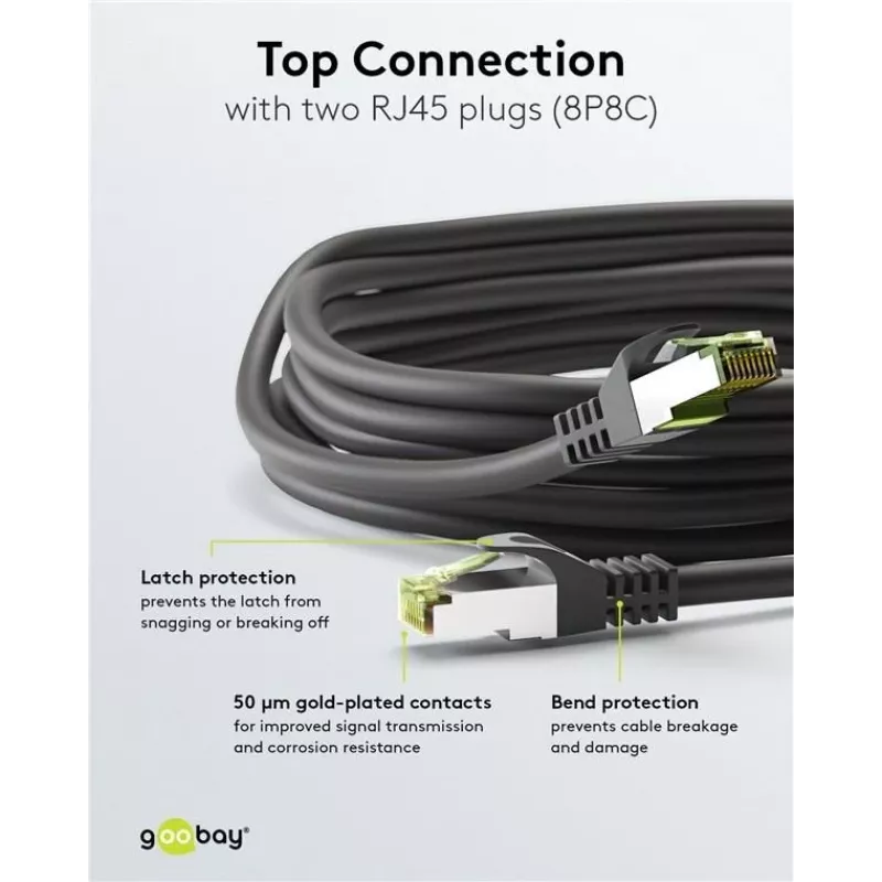Wentronic Goobay CAT 8.1 patch kábel S/FTP (PiMF), sivý, 0,5 m 61114