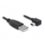 Delock USB 2.0 kábel USB-A konektor samec na Mini USB-B 5-pin konektor samec zahnutý, 1 m, čierny 82681