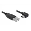 Delock USB 2.0 kábel USB-A konektor samec na Mini USB-B 5-pin konektor samec zahnutý, 1 m, čierny 82681