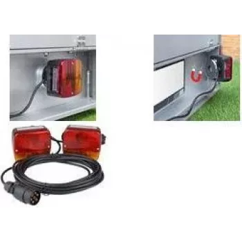 IWH sada zadných svetiel pre príves s magnetickou pätkou, 6 funkcií, 12V, 2 univerzálne zadné svetlá pre prívesy, autá, nákladné autá, karavany – 1 kus (010219)