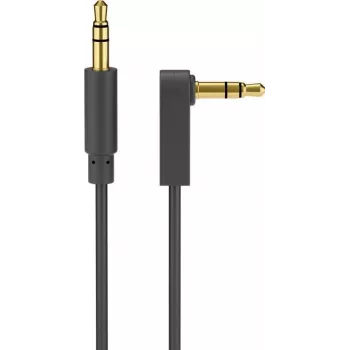 Wentronic Goobay 3,5 mm stereo jack kábel, 1 m, čierny, rovný na 90° zahnutý, konektor samec na konektor samec 67783