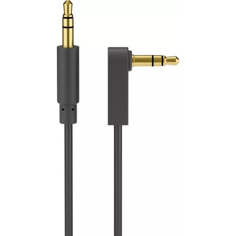Wentronic Goobay 3,5 mm stereo jack kábel, 1 m, čierny, rovný na 90° zahnutý, konektor samec na konektor samec 67783