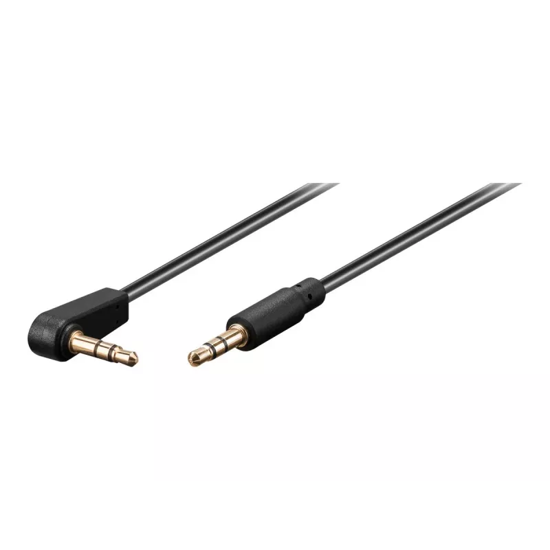 Wentronic Goobay 3,5 mm stereo jack kábel, 1 m, čierny, rovný na 90° zahnutý, konektor samec na konektor samec 67783