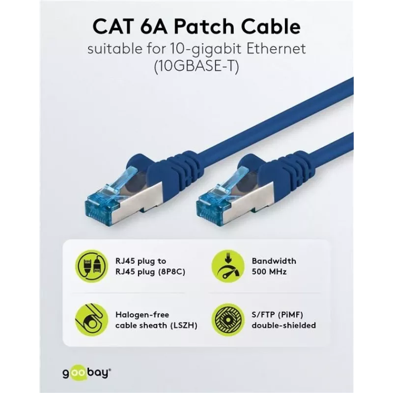Wentronic 94131 Cat6a S/FTP sieťový patch kábel, RJ-45 konektor samec na RJ-45 konektor samec, pozlátené kontakty, 10 Gbps, 500 MHz