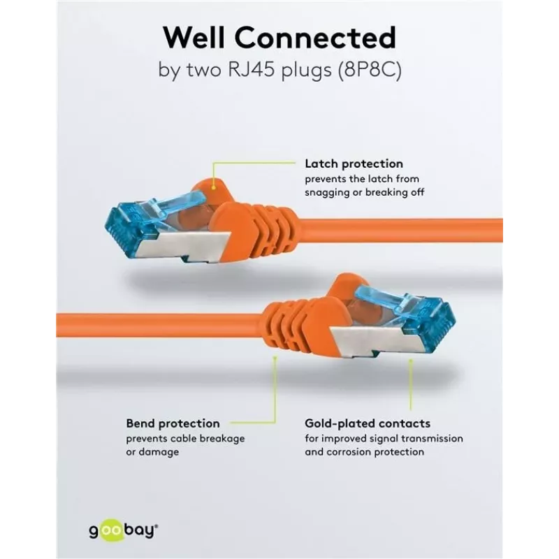 Wentronic 95605 prepojovací kábel CAT6a, RJ45 samec–samec, 1,5 m, oranžový