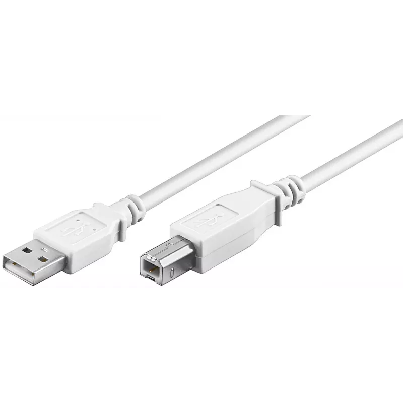 Wentronic 96186 USB 2.0 kábel, USB-A konektor samec na USB-B konektor samec, 1,8 m, biely