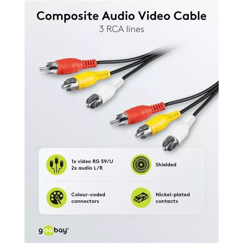 Wentronic AVK 354-300 3,0m 3x RCA konektor samec na 3x RCA konektor samec AV kábel - čierny 50382
