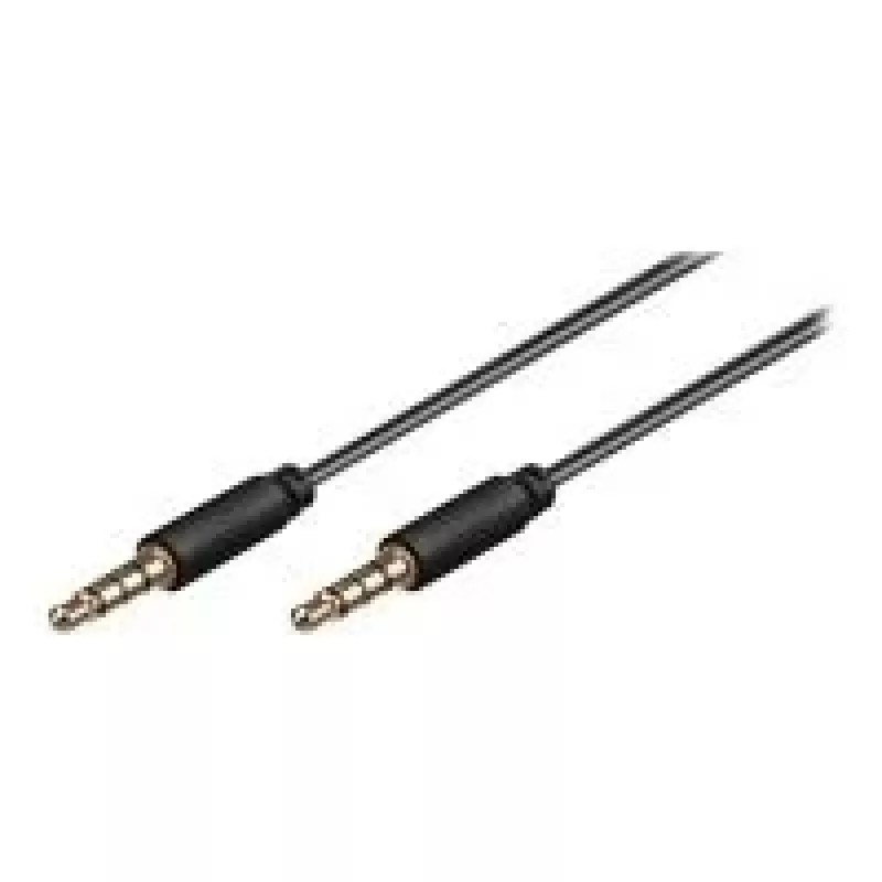 Wentronic Goobay 3,5 mm jack prepojovací kábel, čierny, 2 m - 3,5 mm jack samec (4-pin, stereo) na 3,5 mm jack samec (4-pin, stereo) (63830)