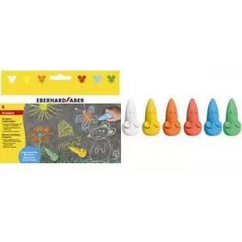 FABER-CASTELL EBERHARD FABER pouličná krieda myš, 6-dielne kartónové balenie, ergonomický tvar myši, žiarivé farby, rozpustná vo vode - 1 kus (526561)
