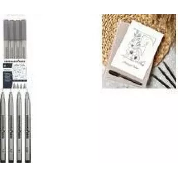 Faber-Castell EBERHARD FABER Pigment Liner čierny 4-dielna sada (0,1, 0,3, 0,5, 0,7 mm) vodoodolný svetlostály permanentný 558104