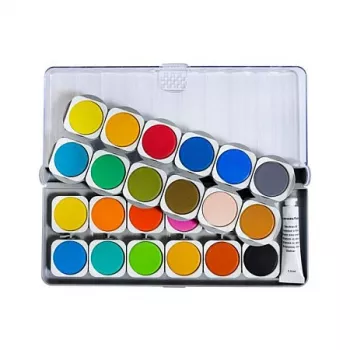 Faber-Castell Eberhard Faber Winner vodové farby, 24 žiarivých farieb, priehľadné odnímateľné veko slúži ako miešacia paleta 578324
