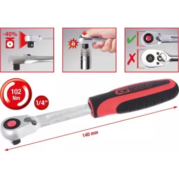 KS TOOLS 1/4 SlimPOWER prepínacia račňa, 72 zubov (920.1490)