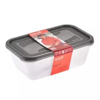 keeeper fredo fresh sada nádob na uchovávanie potravín, 2 x 3,3 l, obdĺžnikové, transparentné so sivými viečkami 3068082700000
