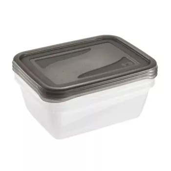 keeeper fredo fresh sada nádob na uchovávanie, 3x 1,25 l, obdĺžnikové, transparentné dno so sivým viečkom 3067582700000