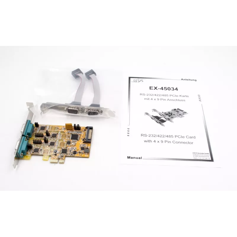 EXSYS EX-45034 PCIe 4-portová sériová RS-232/422/485 karta (FTDI)