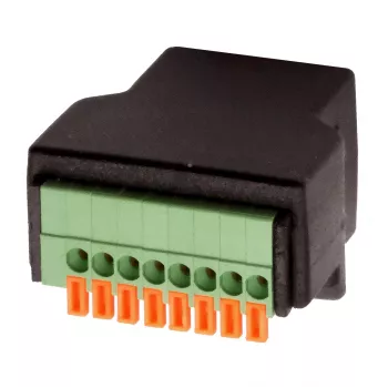 EXSYS EX-49112 RJ45 konektor samica na 8-Pin terminálový blok adaptér s tlačidlom, CAT.5e