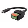 EXSYS USB-C konektor samec na 5-Pin terminálový blok adaptérový kábel s tlačidlom, USB 2.0, 15 cm EX-49123