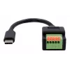 EXSYS USB-C konektor samec na 5-Pin terminálový blok adaptérový kábel s tlačidlom, USB 2.0, 15 cm EX-49123