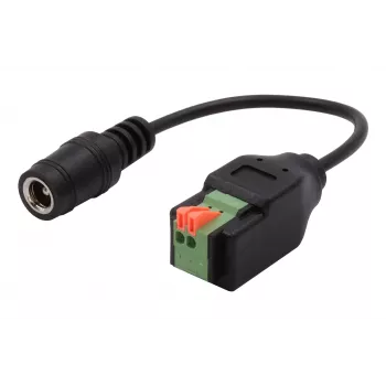 EXSYS DC konektor samica 5,5x2,1mm na 2-pólový svorkový blok adaptérový kábel s tlačidlom, 15cm EX-49141