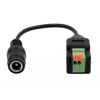 EXSYS DC konektor samica 5,5x2,1mm na 2-pólový svorkový blok adaptérový kábel s tlačidlom, 15cm EX-49141